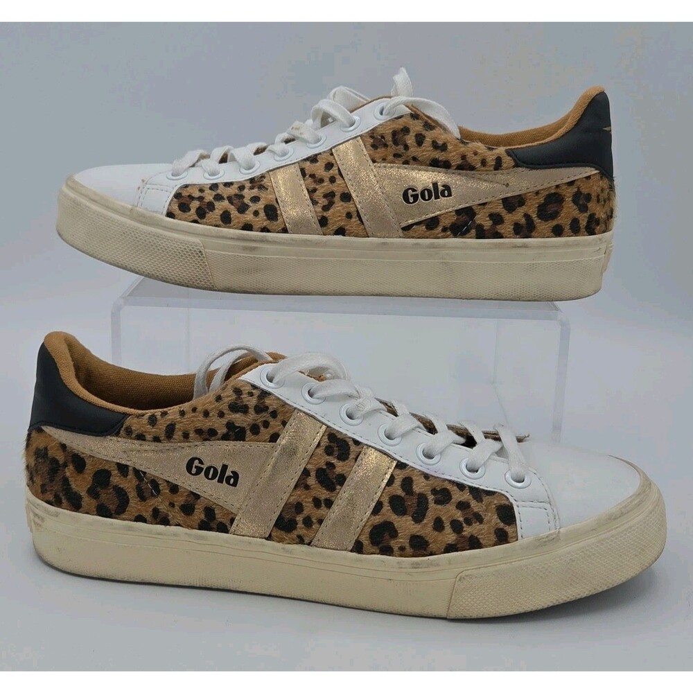 Gola Orchid II Africa Leopard Print Platform Sneakers Gold Shoes Womens Size 8